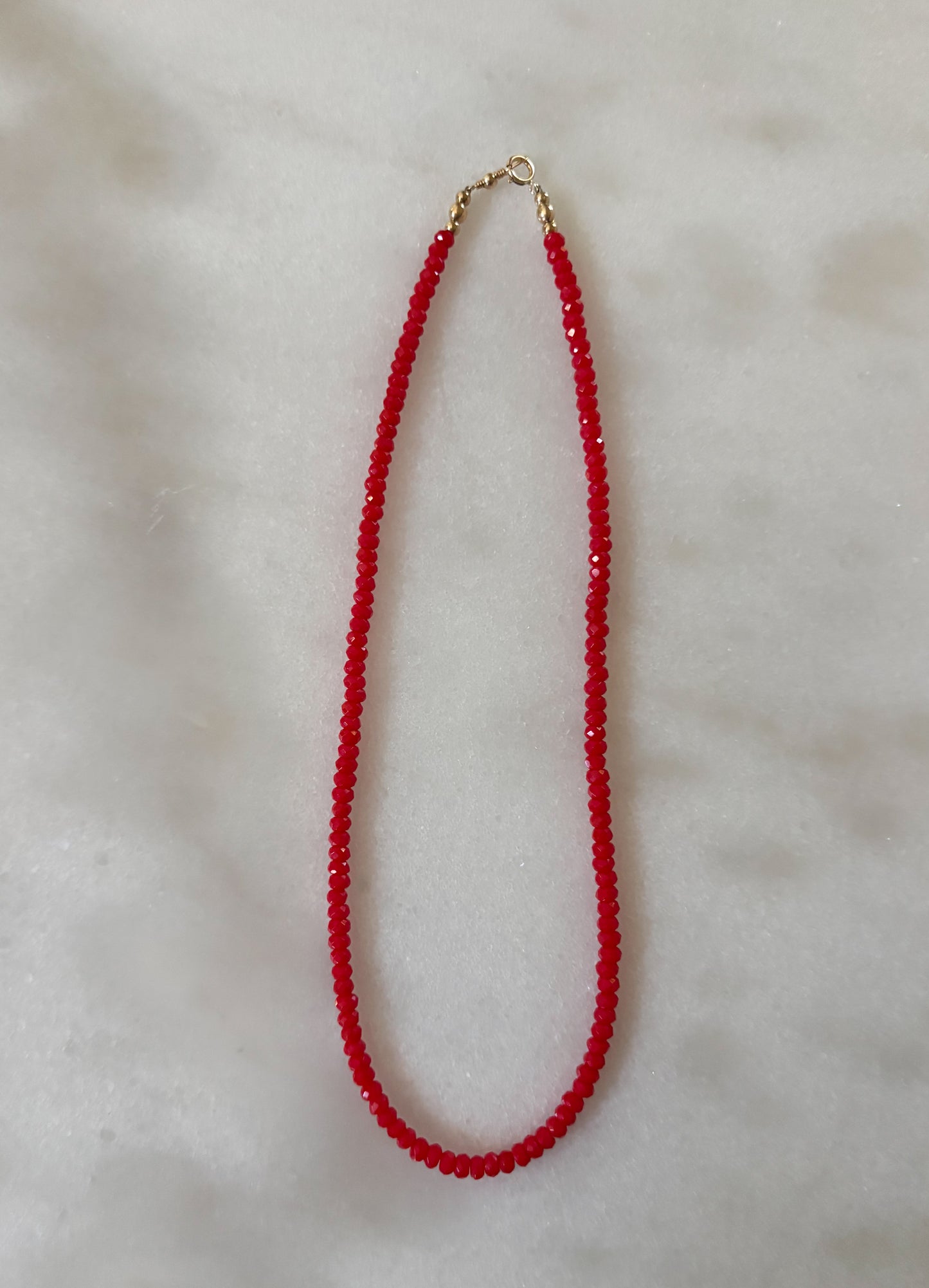 Tiny Cherry Red Jade Layering Necklace