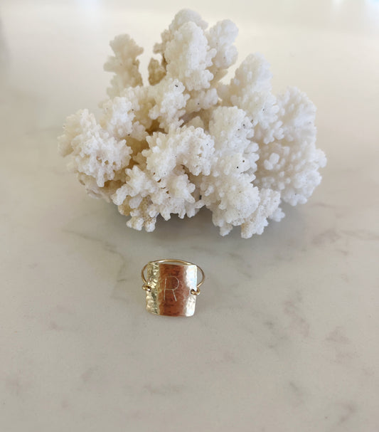 XL Initial Square Ring