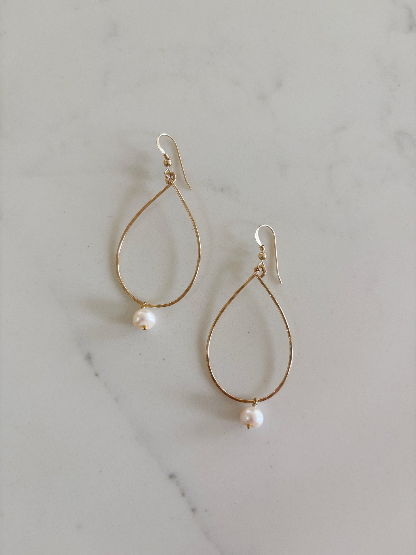Teardrop Pearl Hoops