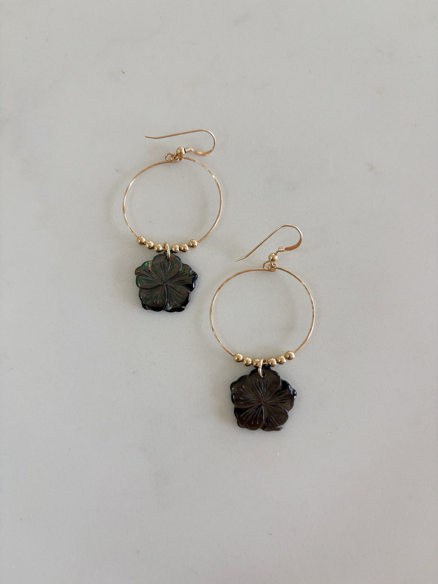 Black Hibiscus Hoops