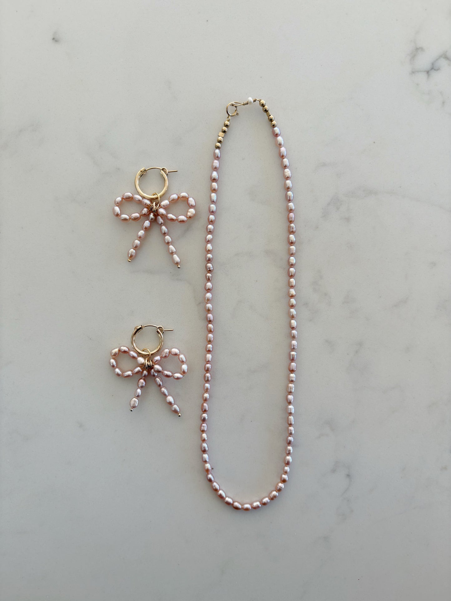 Soft Pink Pearl Ribbon Huggies