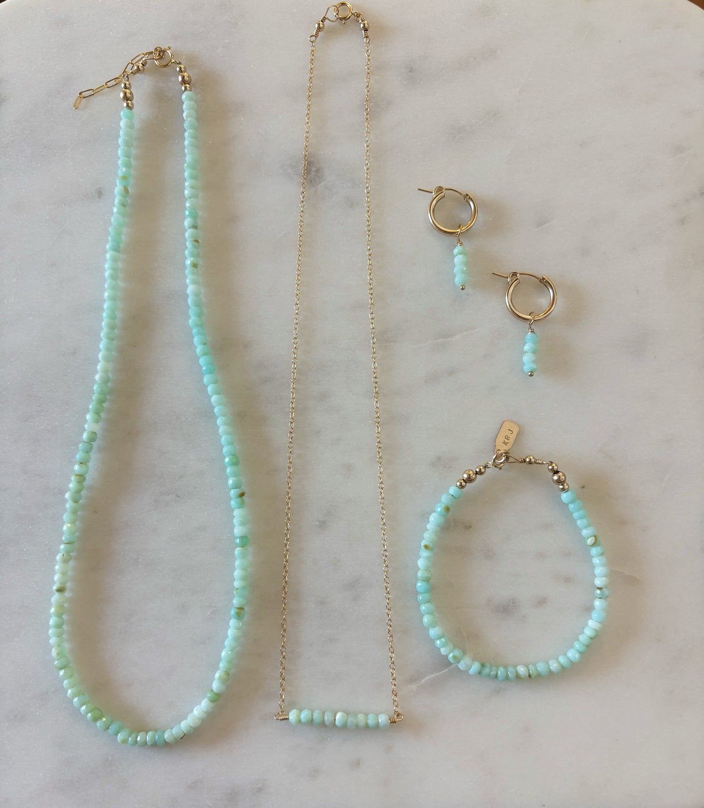 Glowy Blue Green Opal Huggies