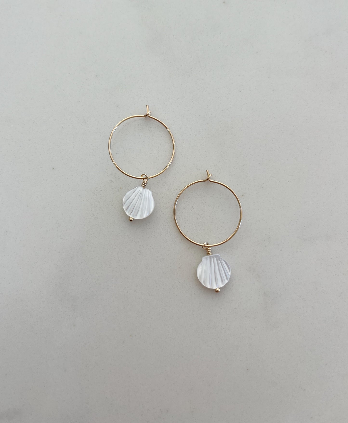 White Seashell Mini Hoops