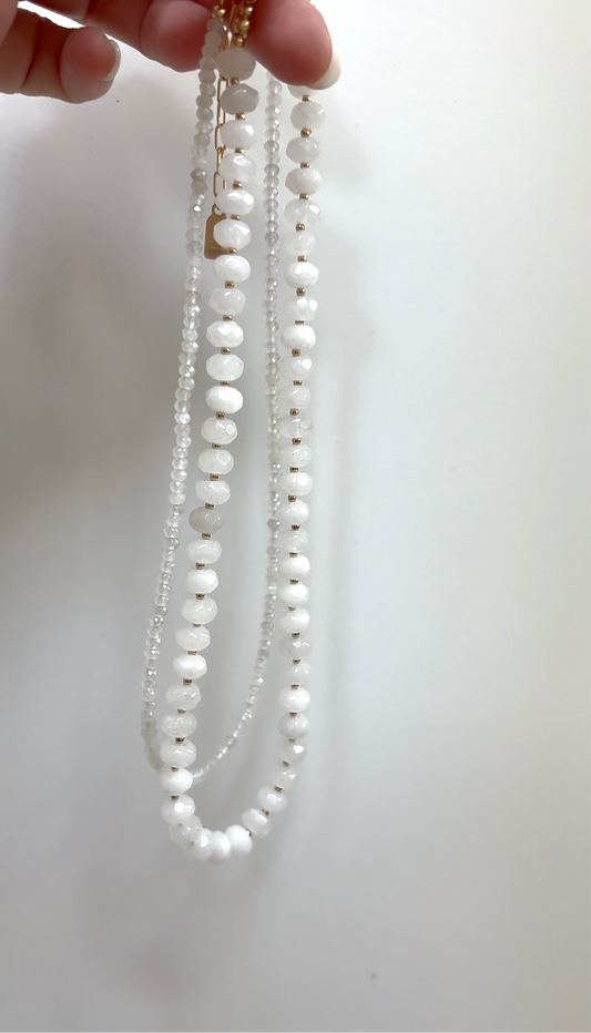 Frosty White Jade Layering Necklace