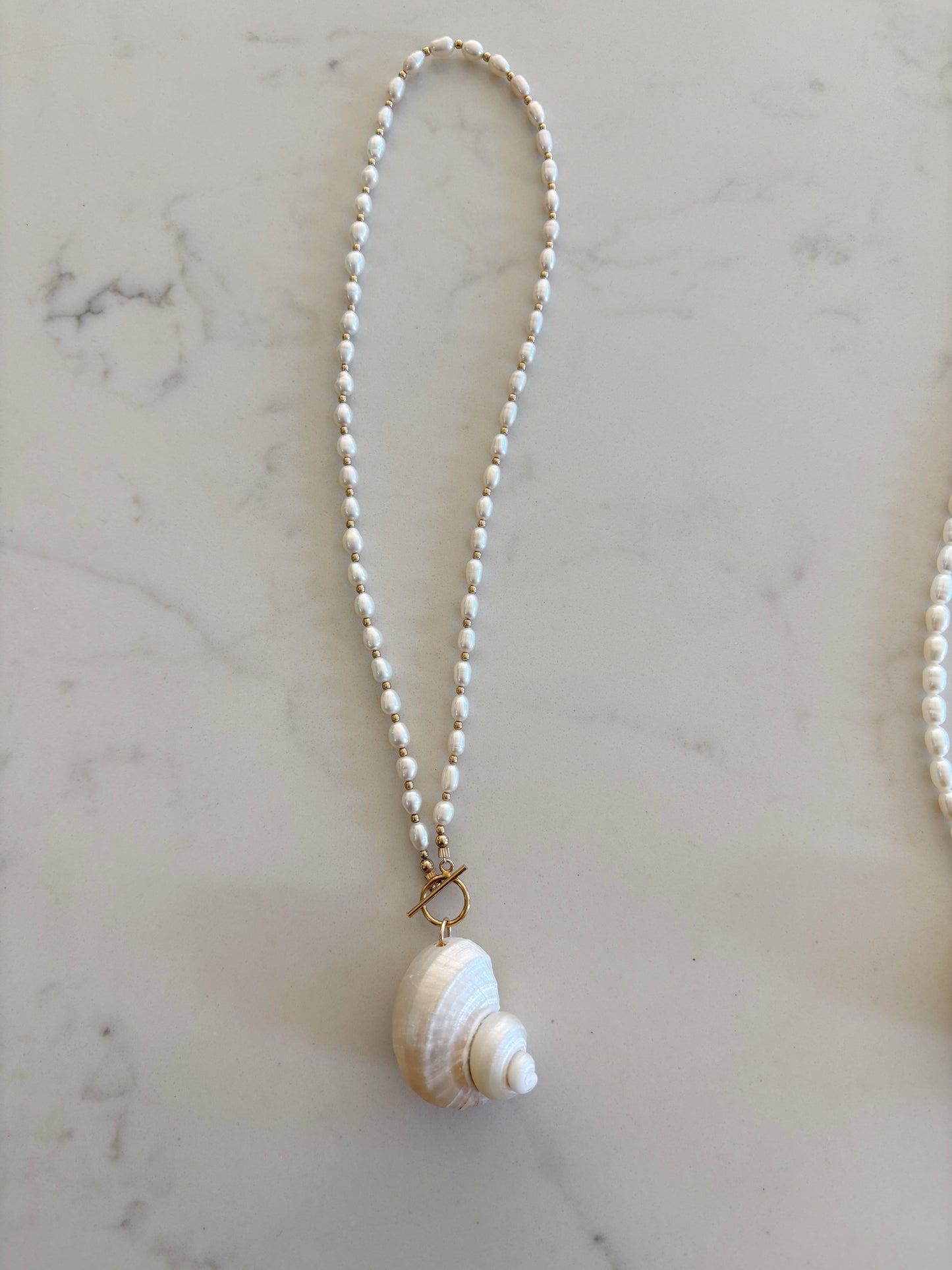 Pearl Spiral Shell Necklace