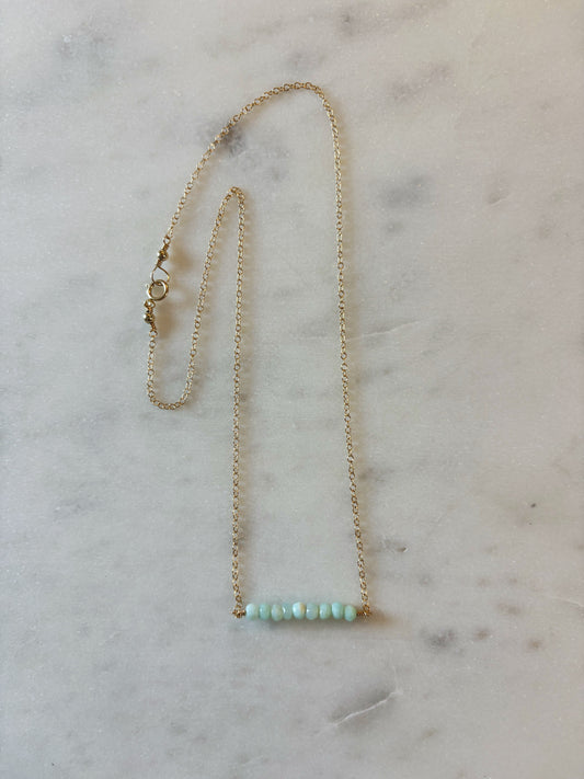 Glowy Blue Green Opal Straight Bar