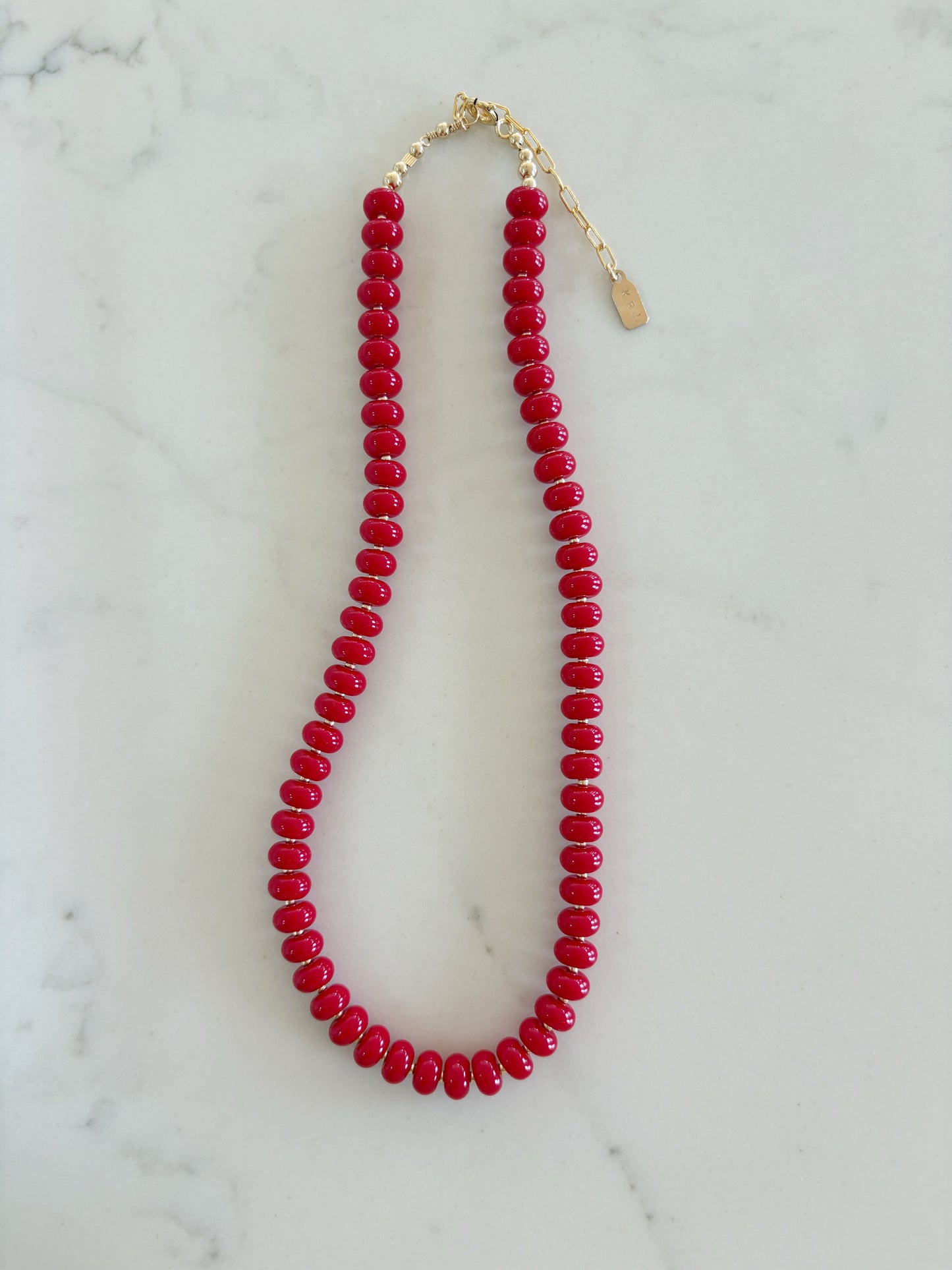 Cherry Red Jade Layering Necklace