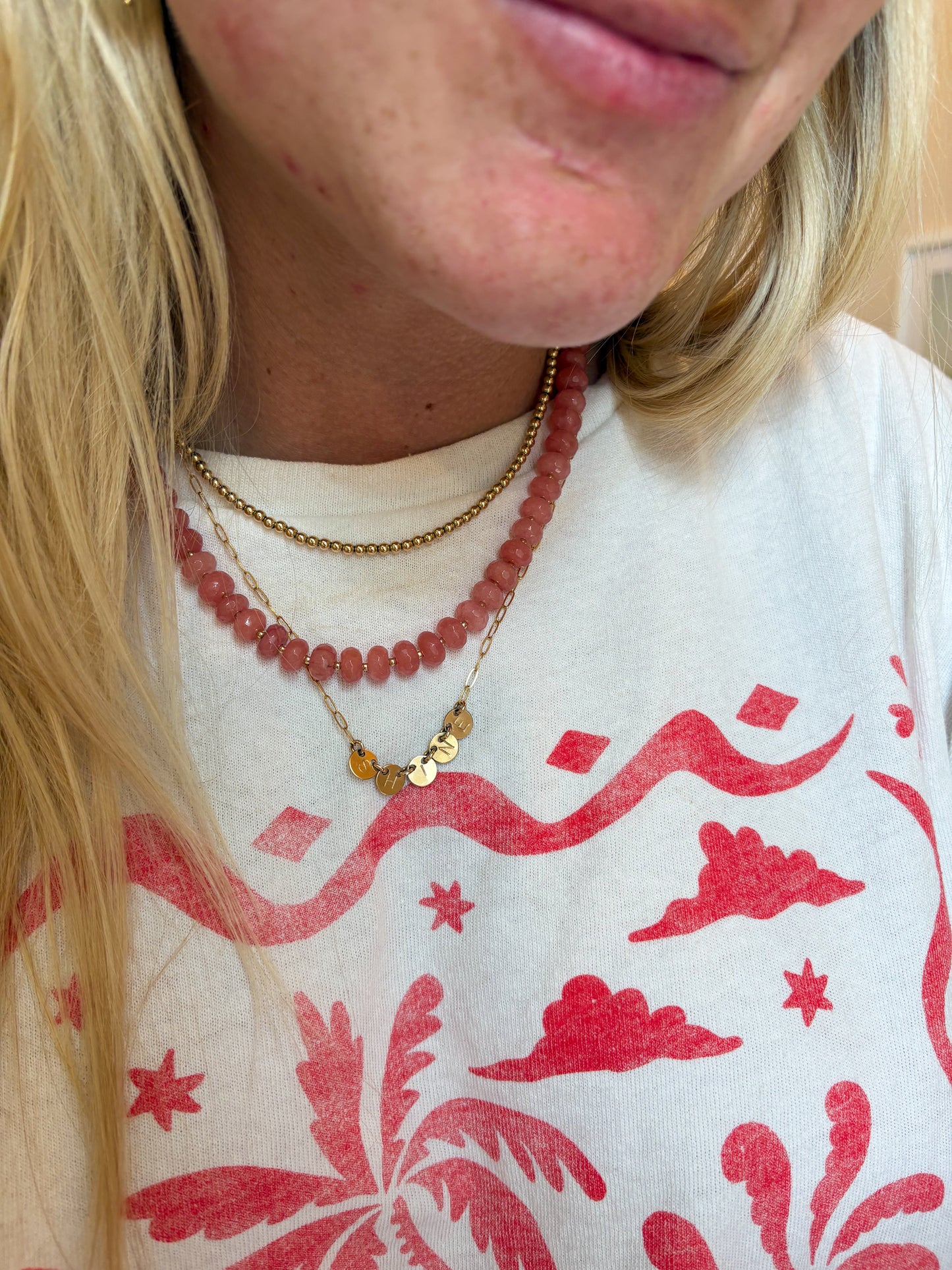 Watermelon Jade Layering Necklace