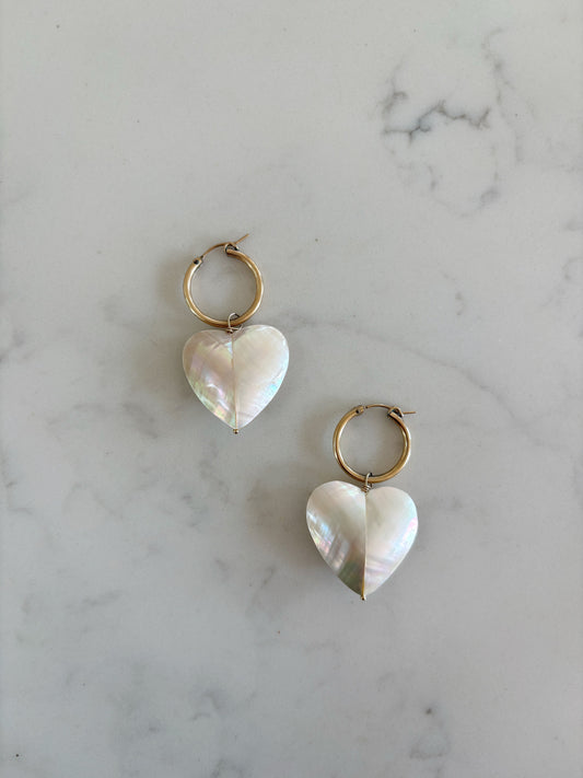 Puffy Heart Seashell Hoops