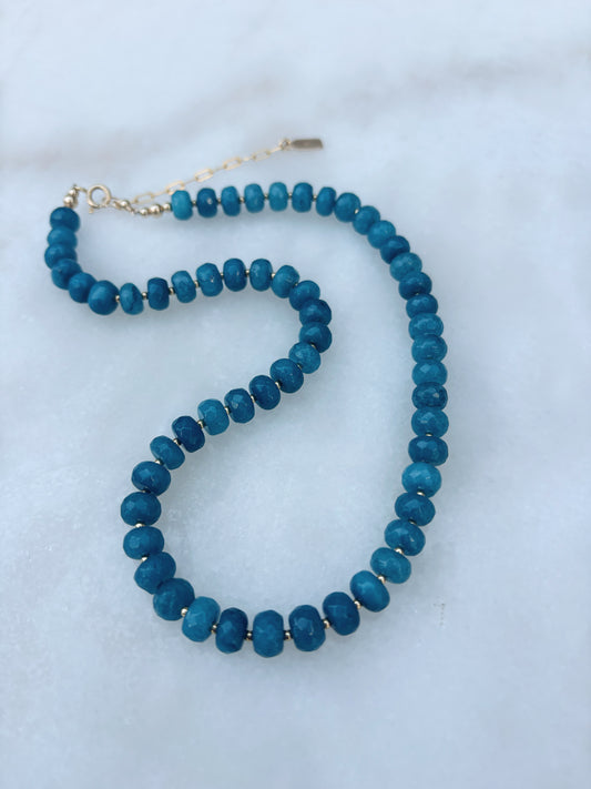 Nordic Teal Jade Layering Necklace
