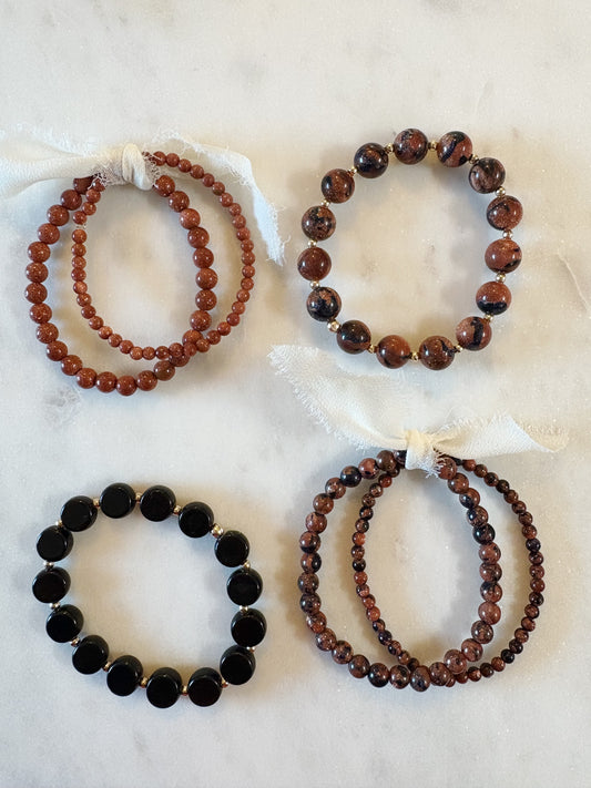 Marbled Goldstone Stack Bracelets
