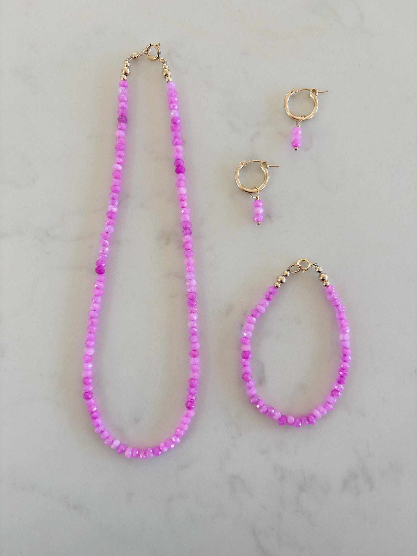 Tiny Fuchsia Jade Layering Necklace