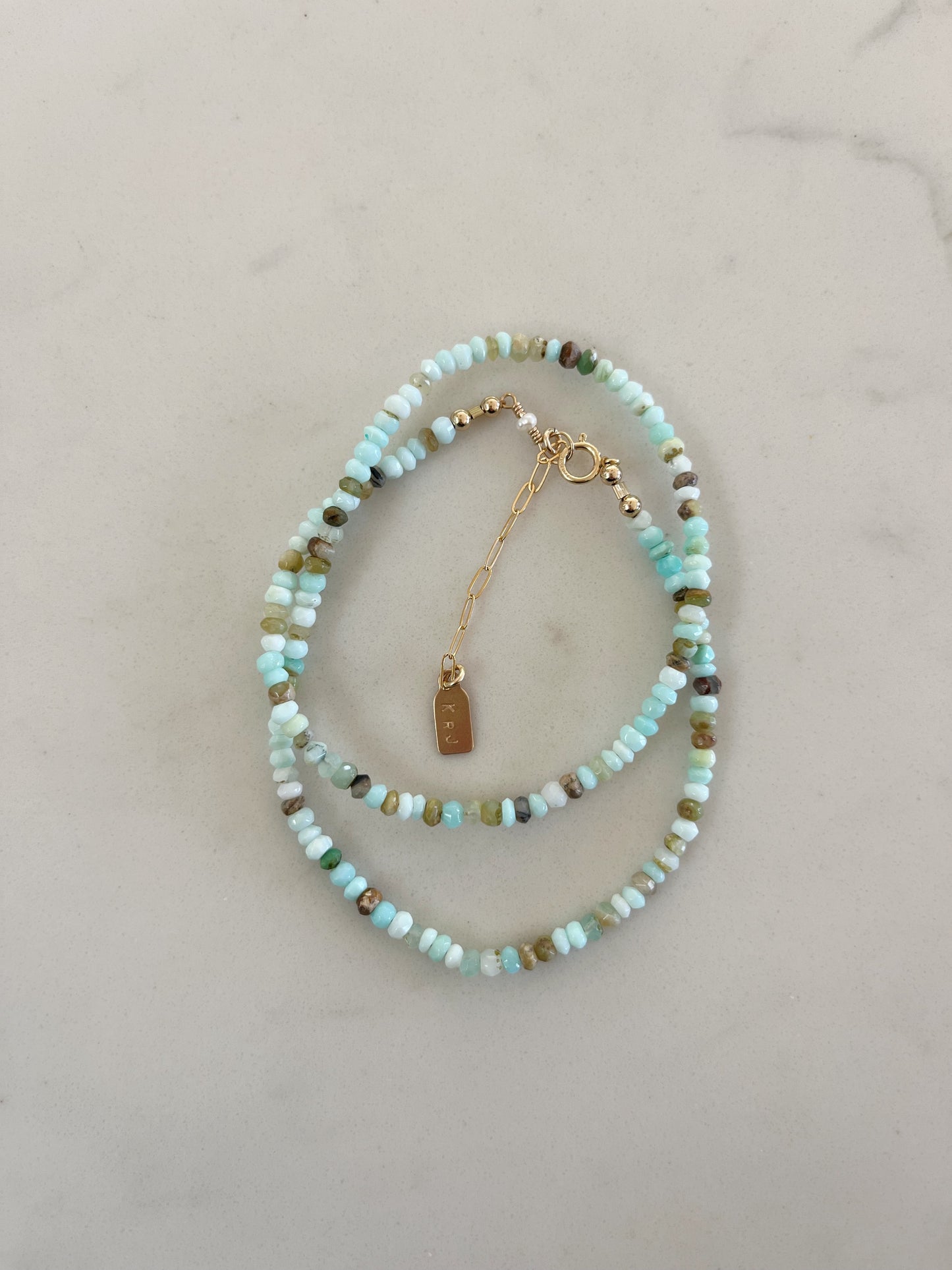 Peruvian Blue Ocean Opal Necklace