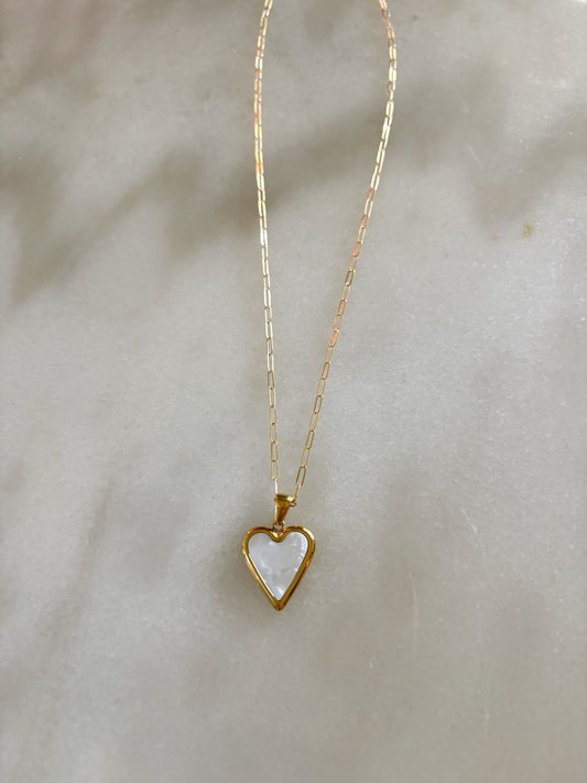 White Heart Pendant Necklace