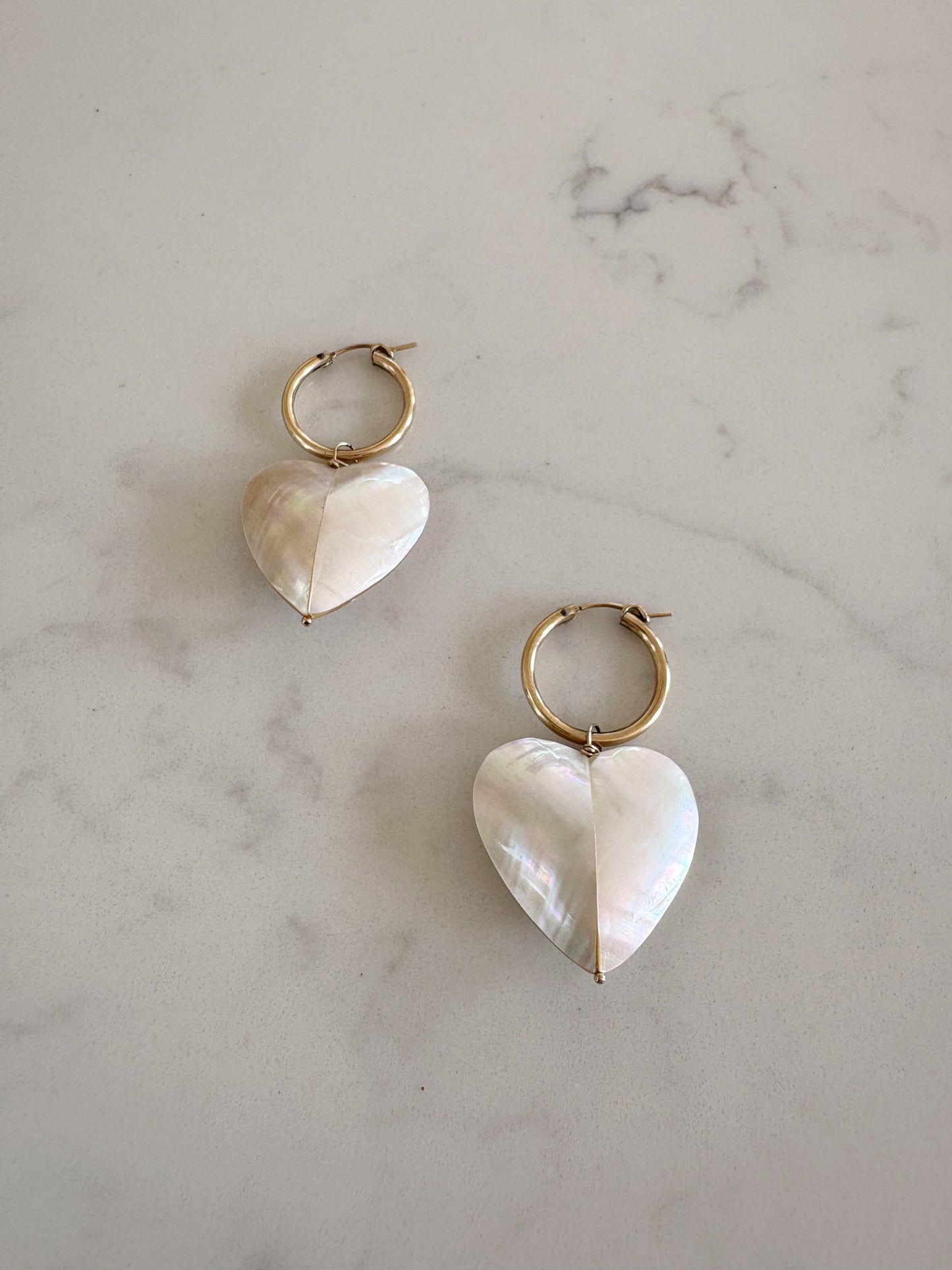 Puffy Heart Seashell Hoops