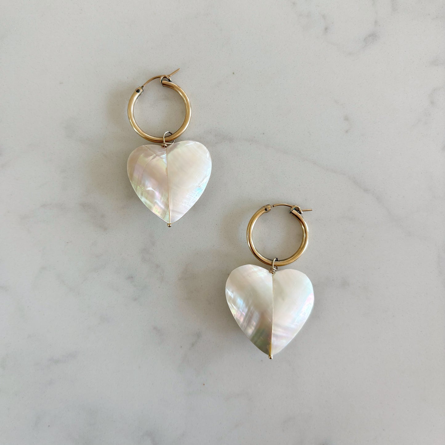 Puffy Heart Seashell Hoops