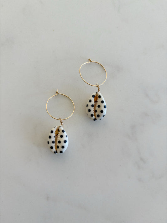 Polka Dot Shell Mini Hoops