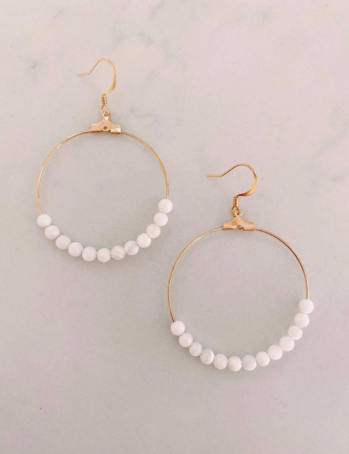 White Mother of Pearl Hoops