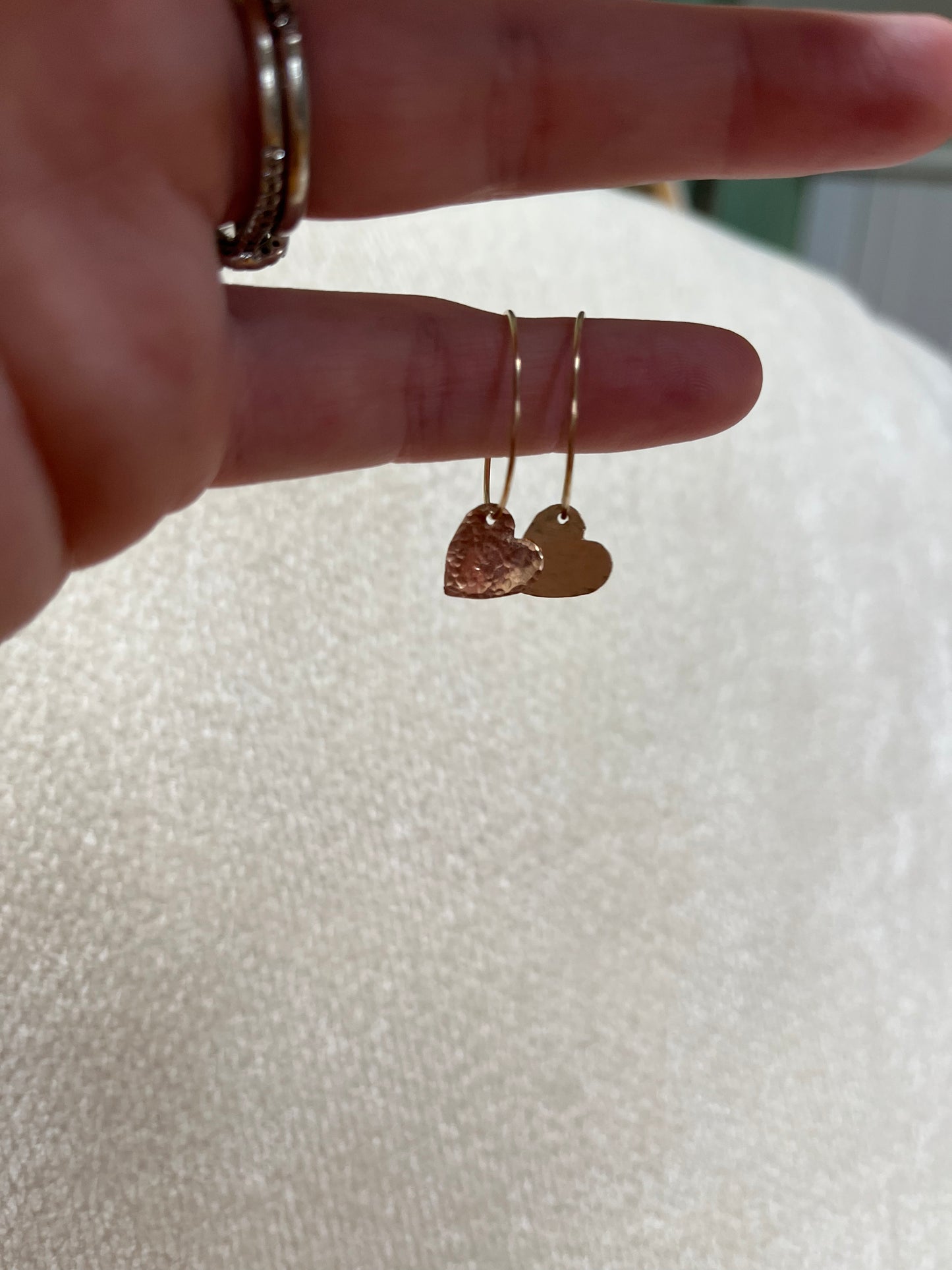 Hammered Heart Mini Hoops