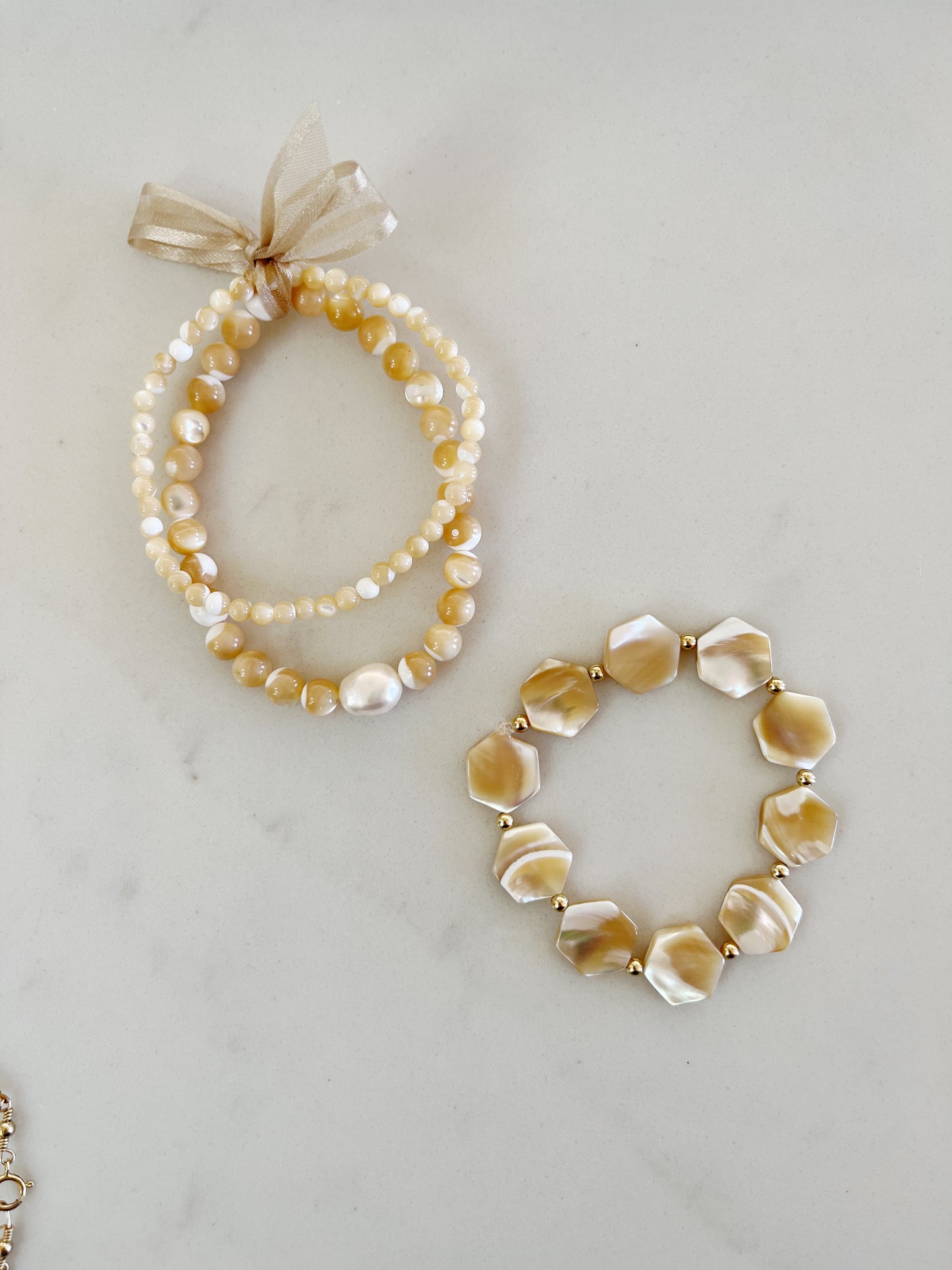 Caramel Hexagon Lovey Bracelet