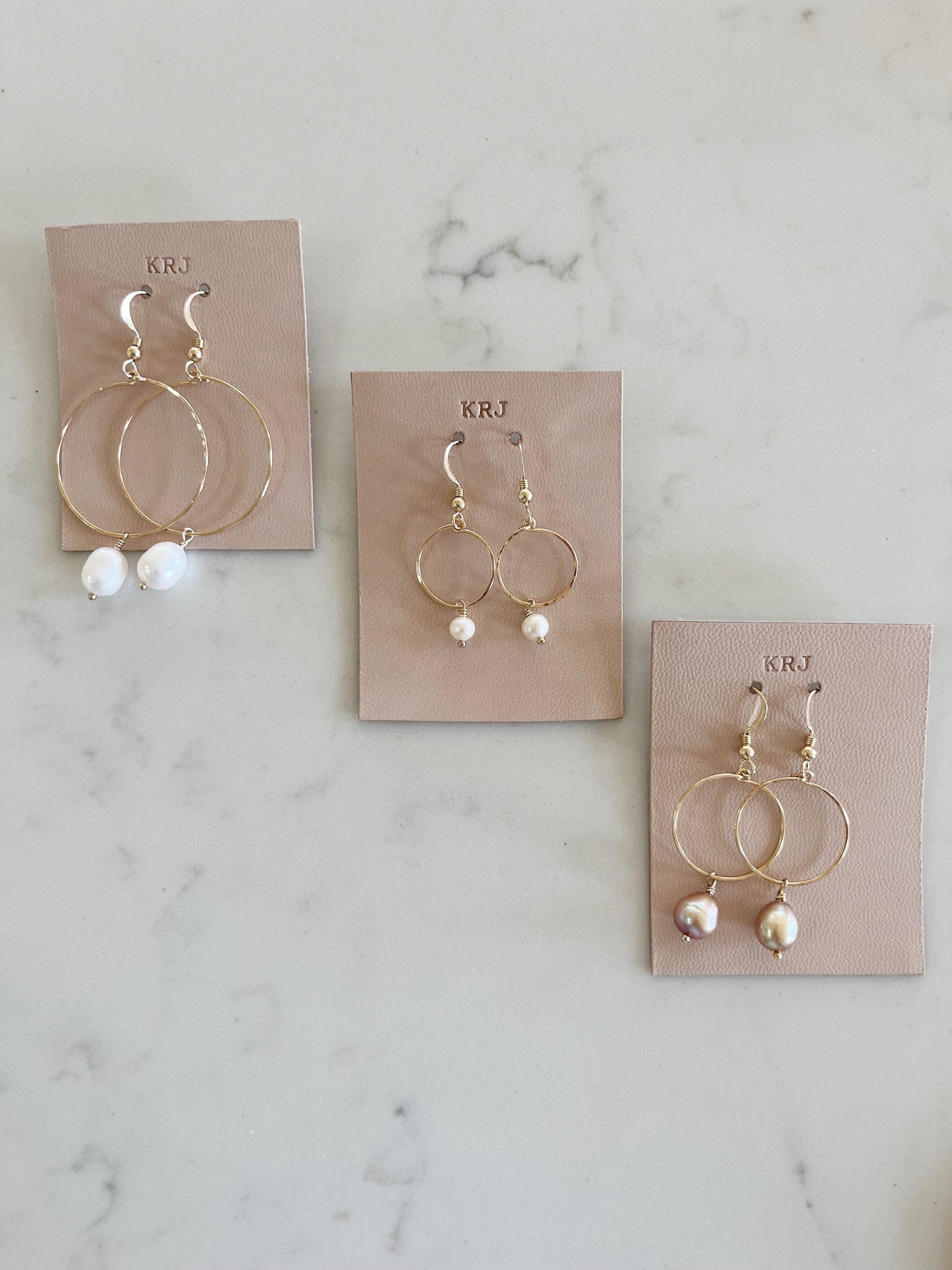 Hammered Pearl Hoops