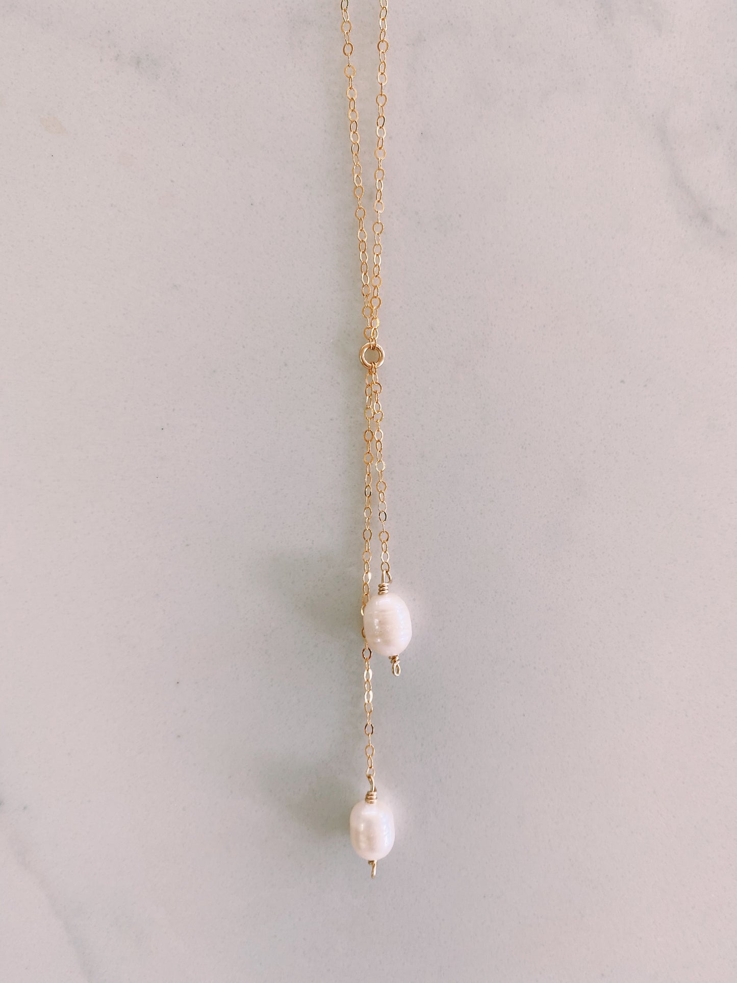 Double Drop Pearl Necklace