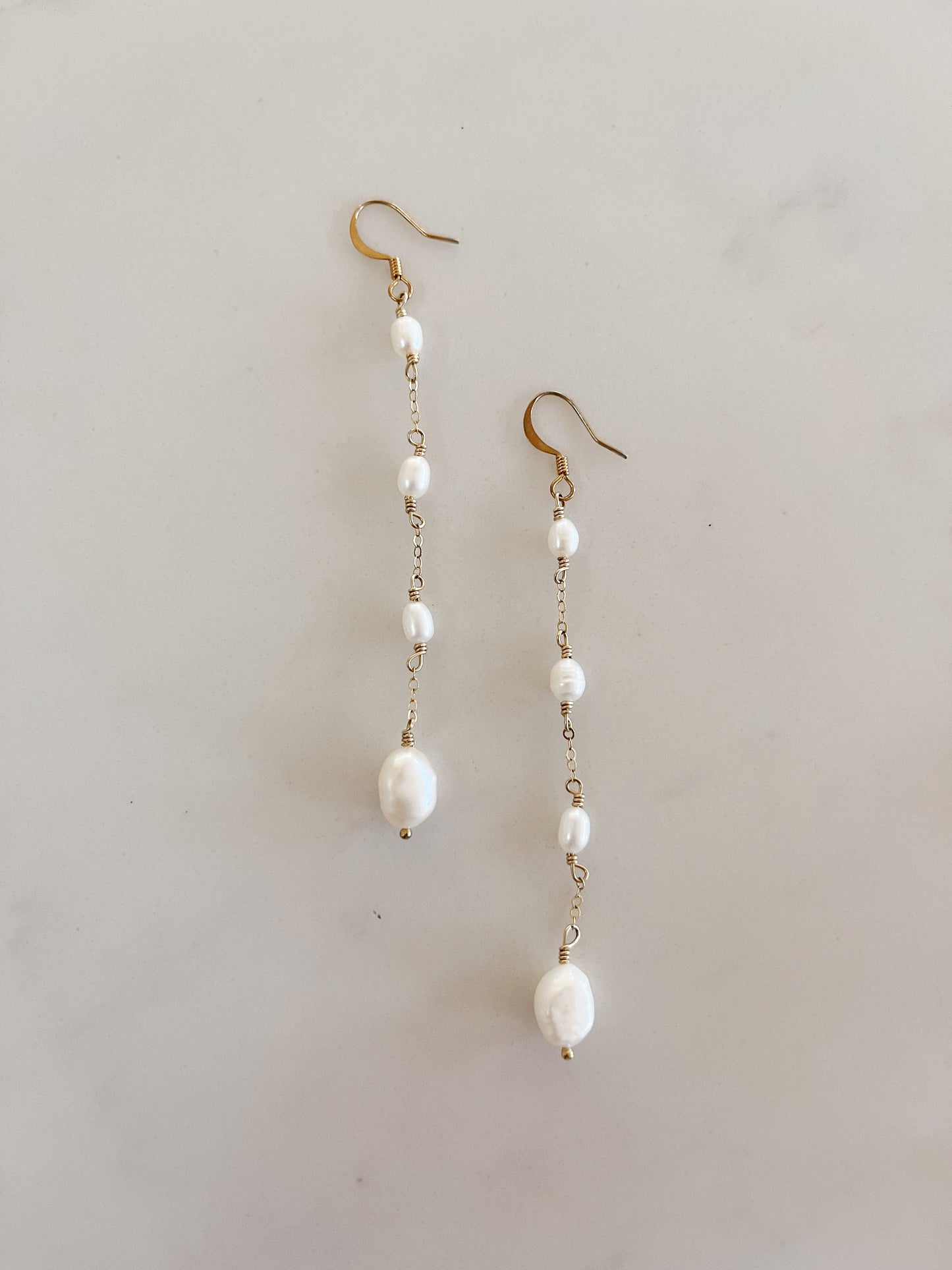 Dreamy Drop Down Pearl Earrings