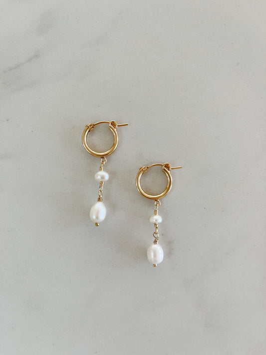 Luxe Double Pearl Huggies