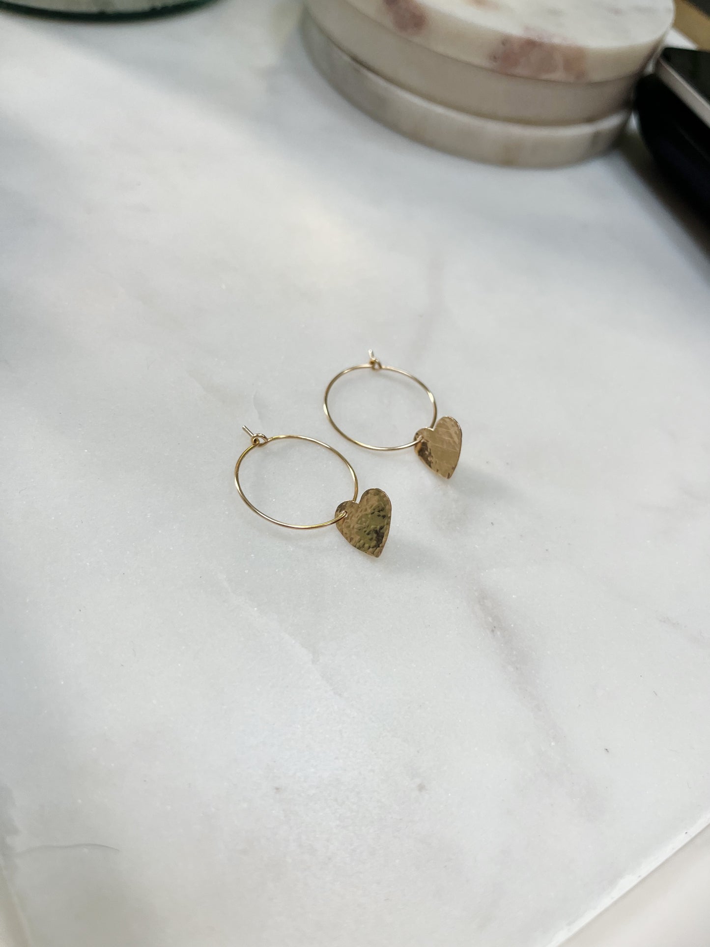 Hammered Heart Mini Hoops