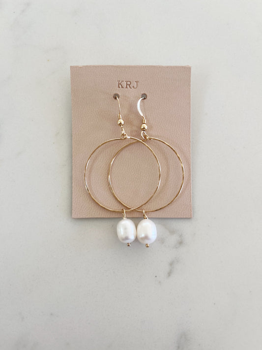 Hammered Pearl Hoops