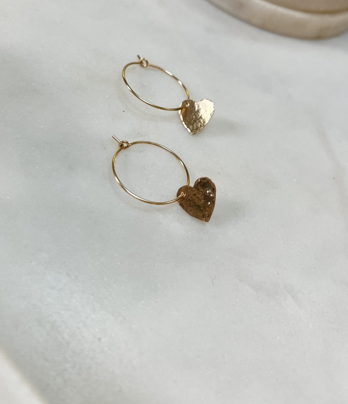 Hammered Heart Mini Hoops