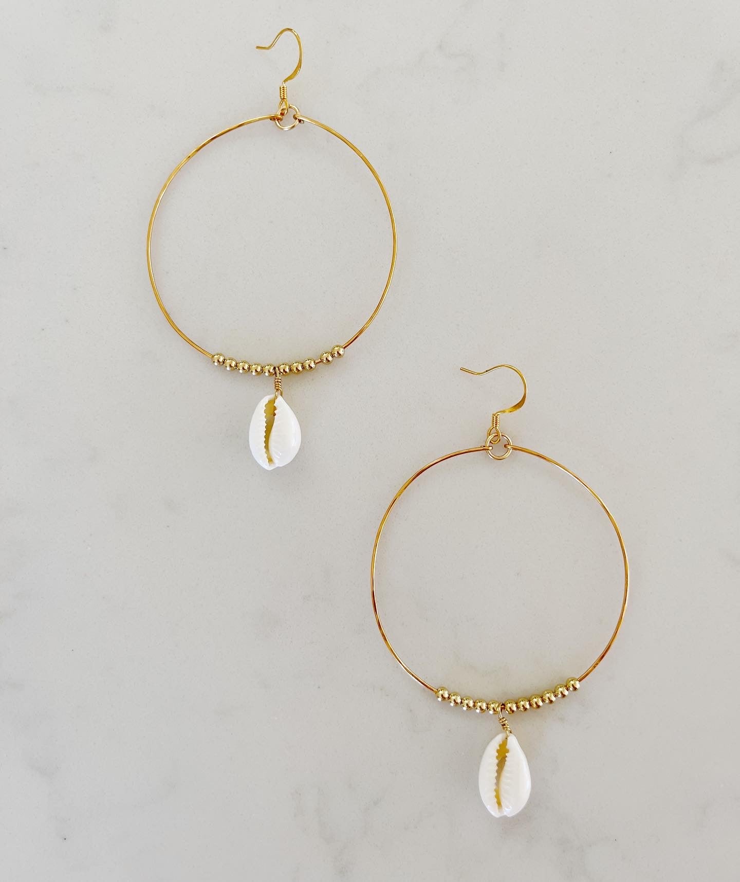 Cowrie Shell Hoops
