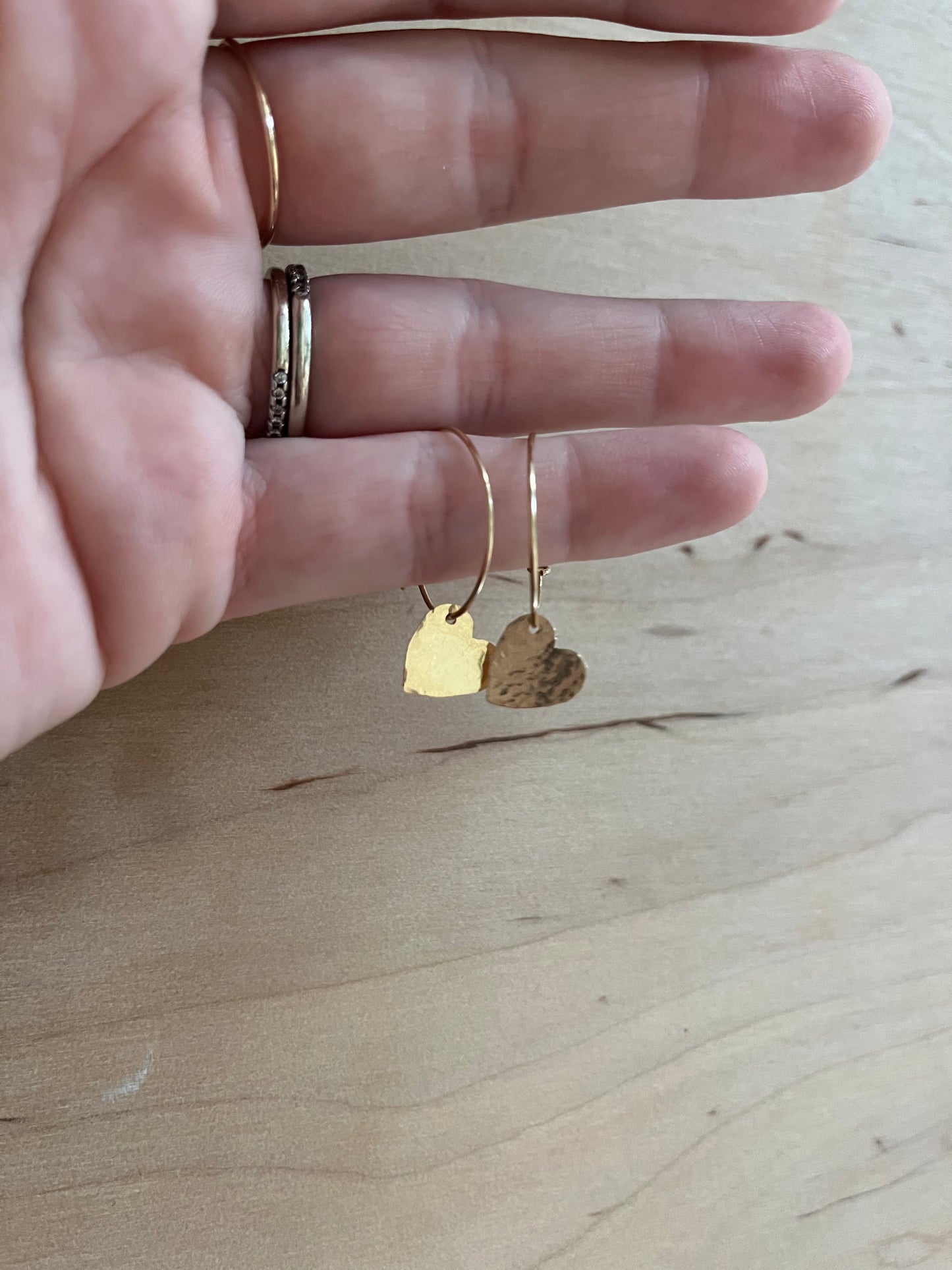 Hammered Heart Mini Hoops