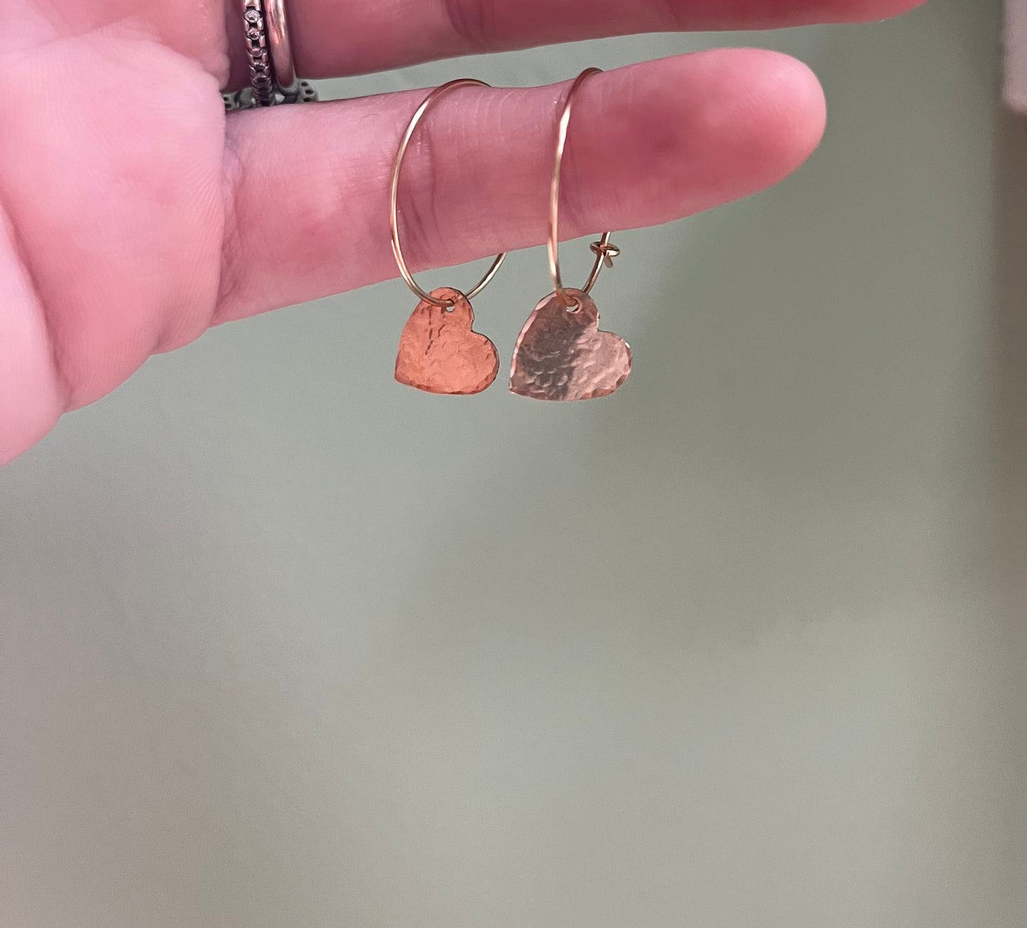 Hammered Heart Mini Hoops
