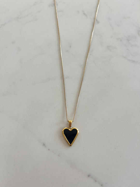 Onyx Heart Pendant Necklace