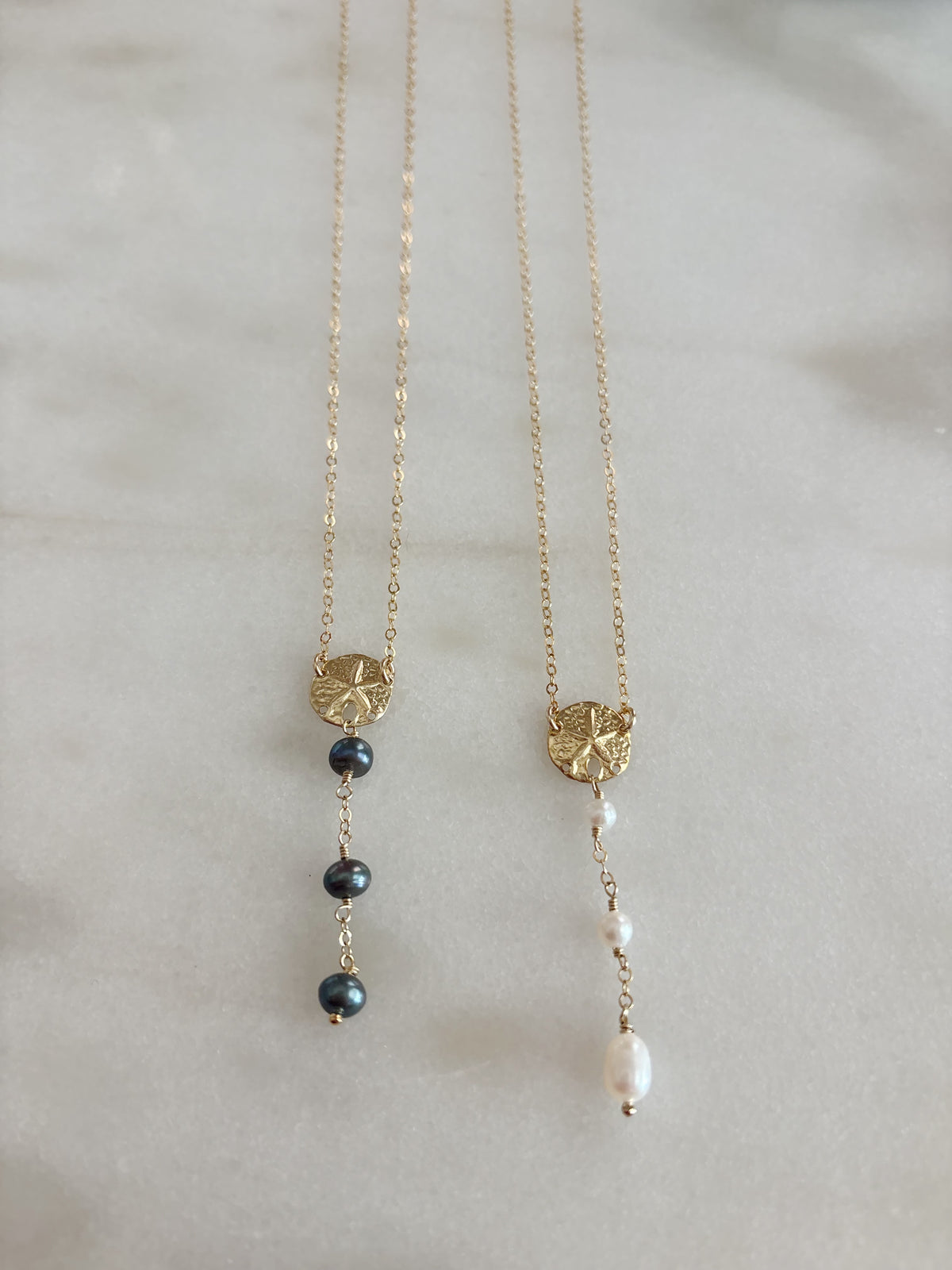 Luxe Sand Dollar Drop Down Pearl Necklace