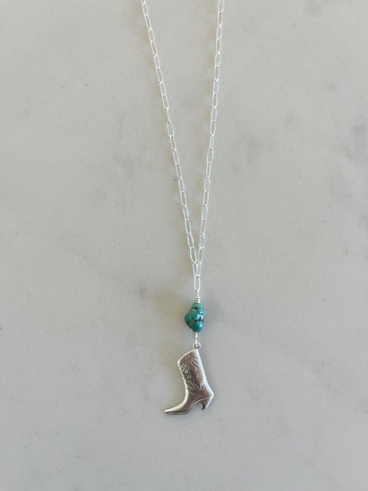 Silver Coastal Boot Necklace