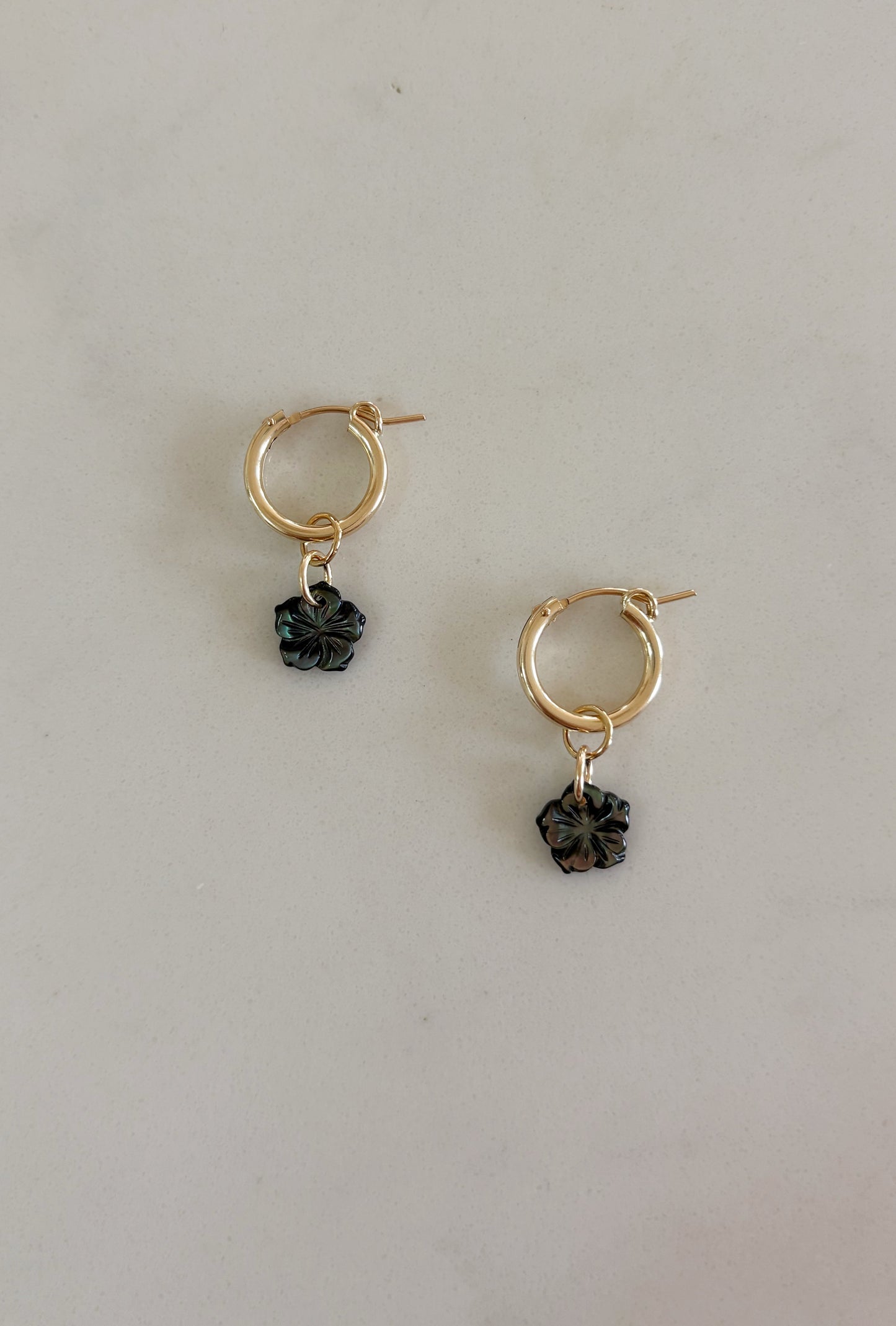 Tiny Black Hibiscus Huggies