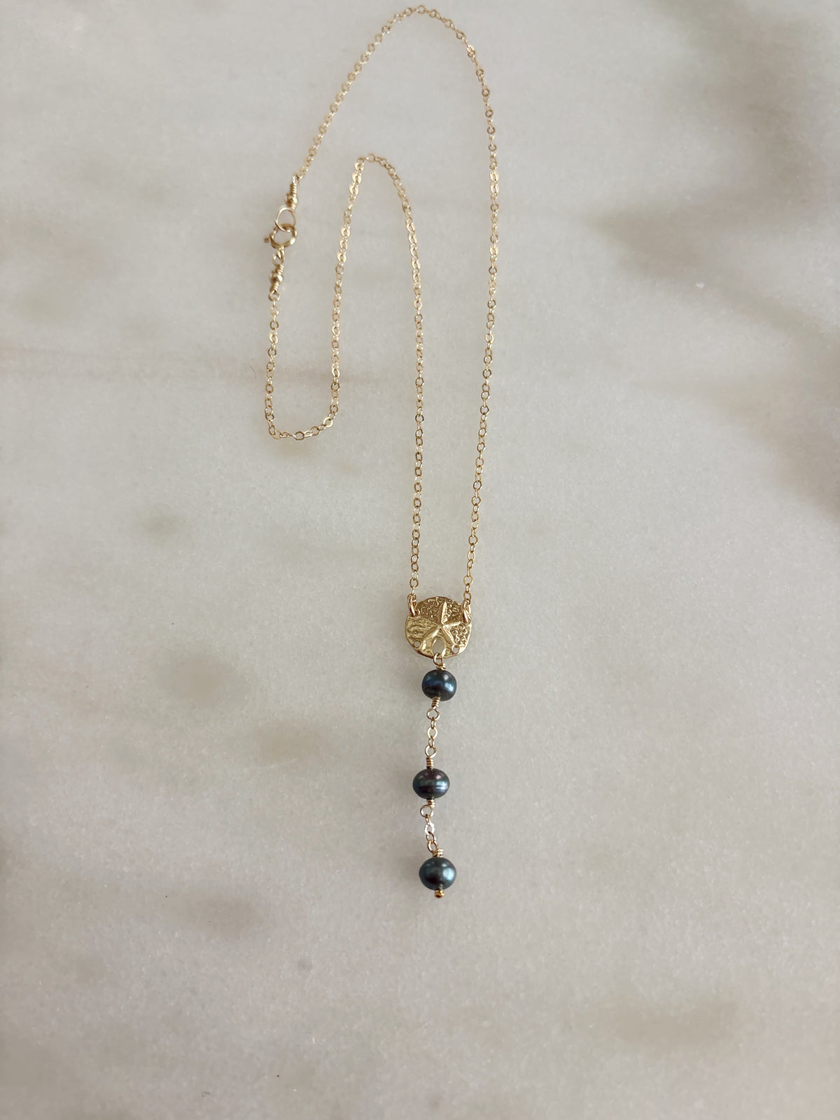 Luxe Sand Dollar Drop Down Pearl Necklace
