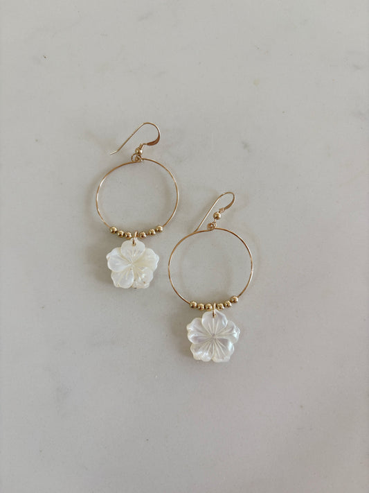 White Hibiscus Hoops