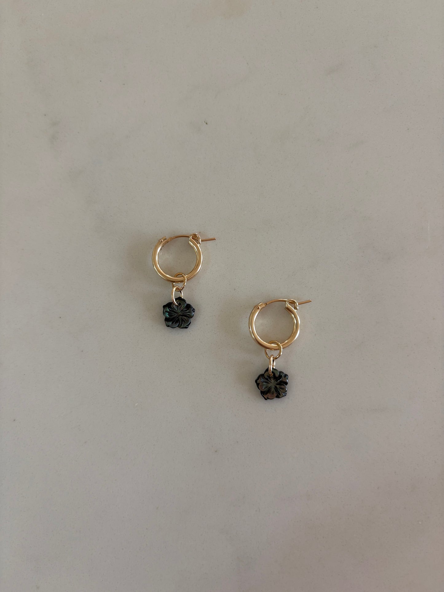 Tiny Black Hibiscus Huggies