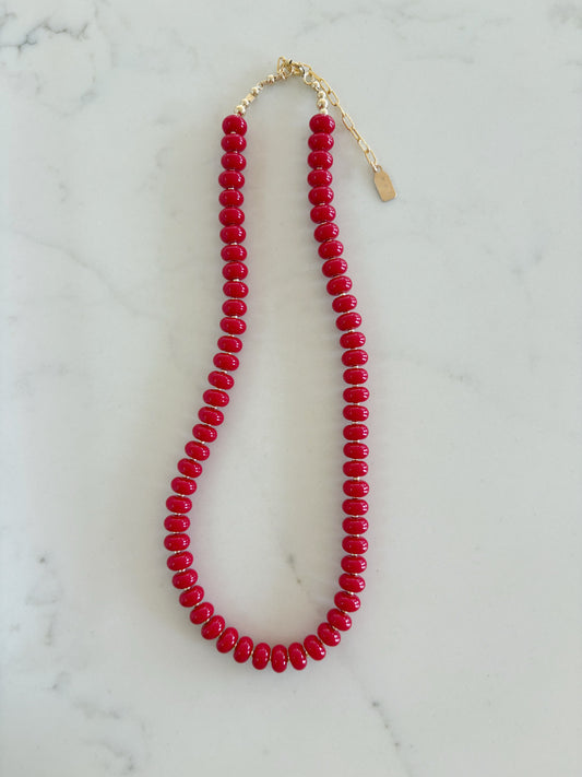 Cherry Red Jade Layering Necklace