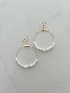 White Mother of Pearl Hoops