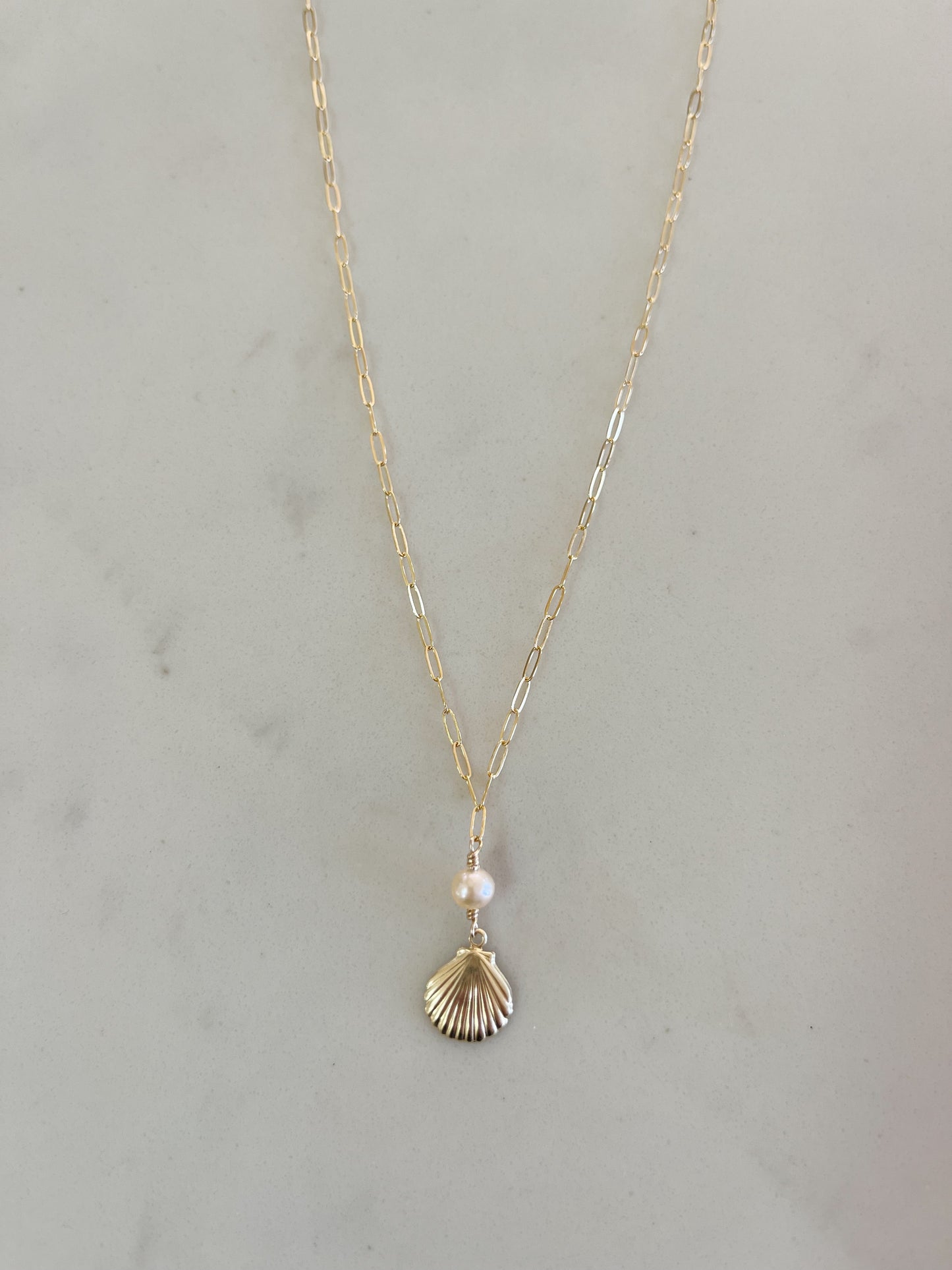 Clam Shell Pearl Necklace