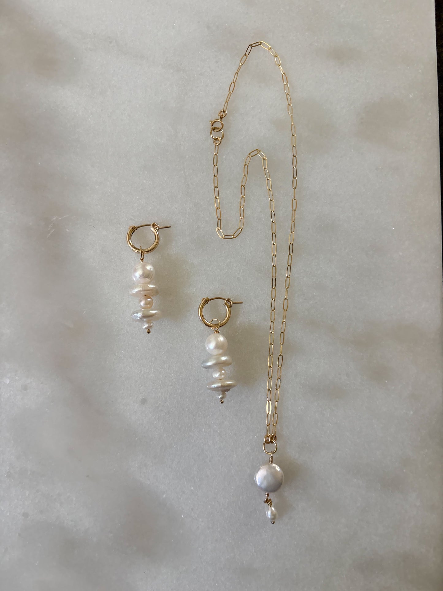 Luxe Stacked Pearl Huggies