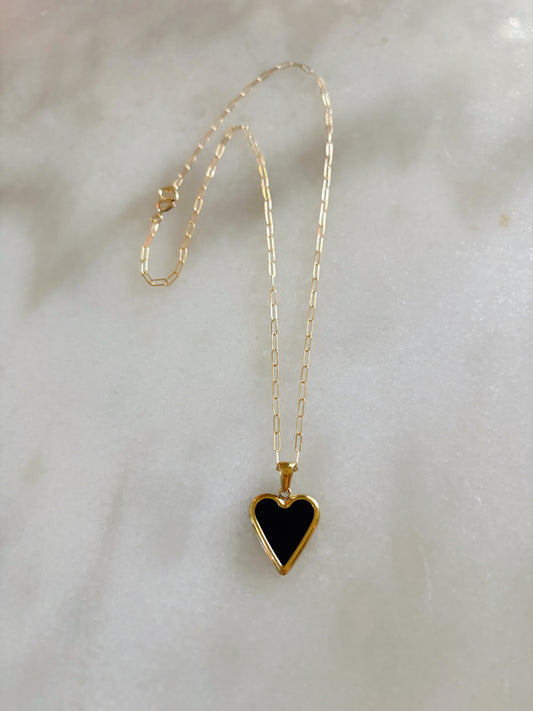 Onyx Heart Pendant Necklace