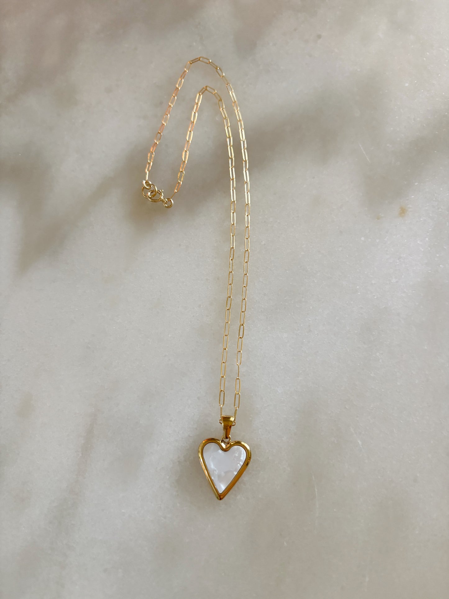 White Heart Pendant Necklace