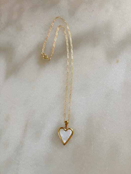 White Heart Pendant Necklace