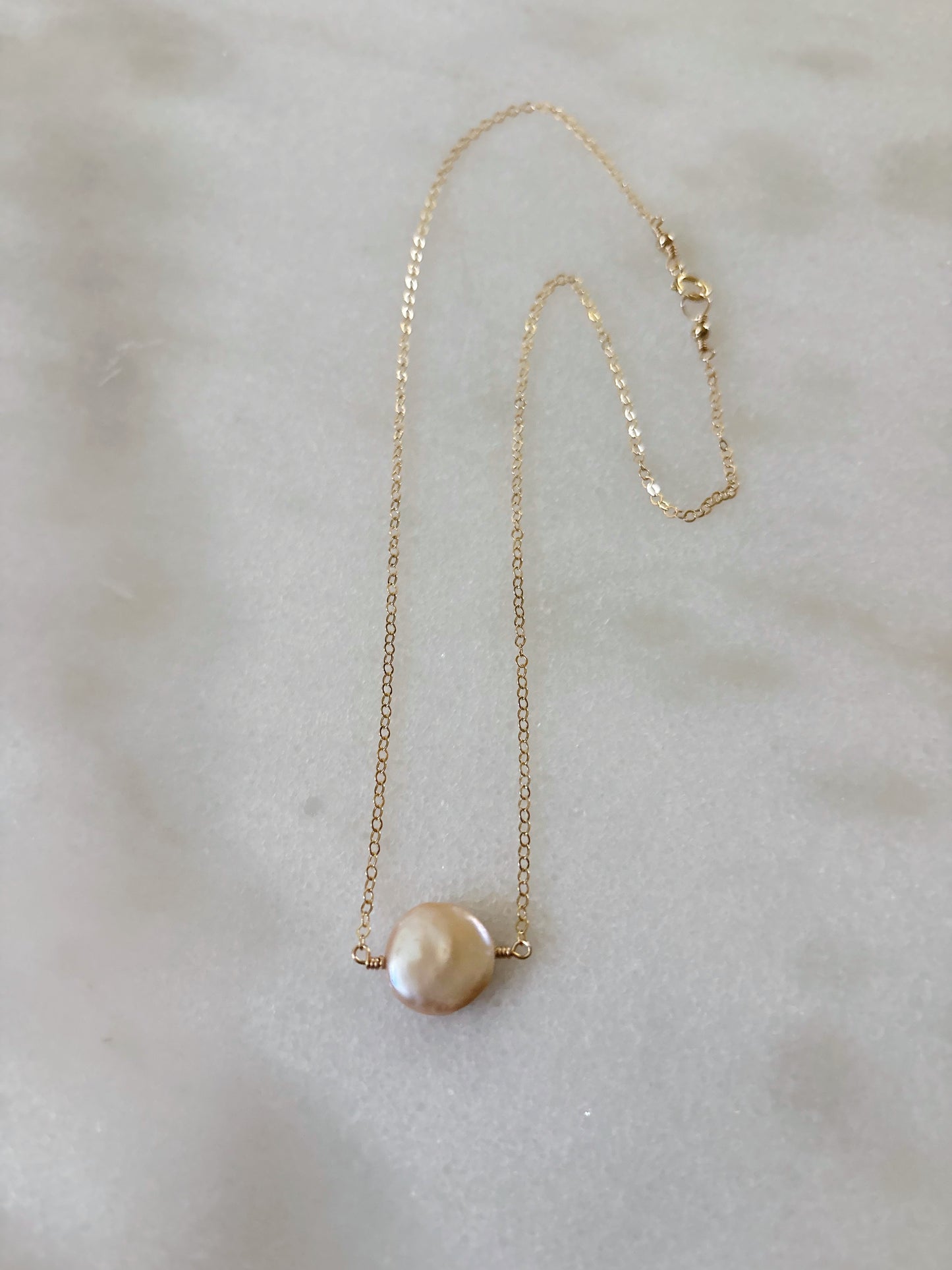Simple Pink Pearl Necklace