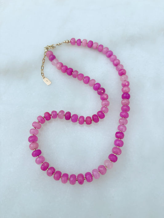 Hot Pink Jade Layering Necklace